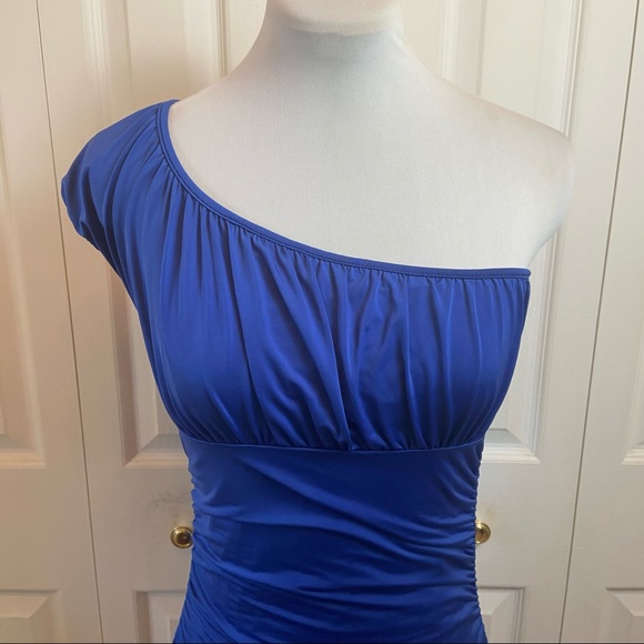 Arden B. Blue Ruched Bodycon One Shoulder Dress M - Picture 4 of 9